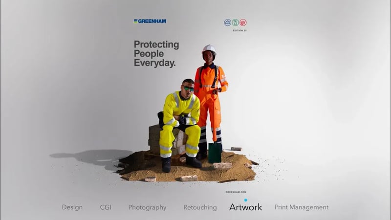 Bunzl Greenham brochure with workers in hi-viz clothing